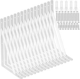Eoexn 825665550307 16 Pack 12 Inch Shelf Brackets Heavy Duty Right Angle Bracket Triangle White