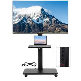 147026-3 Fahkns Rolling Tv Cart - Mobile Stand With Power Outlet On Wheels