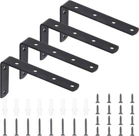 Favordrory Vdry---ljiaoma---4pcs---hei 4 Pcs 90 Degree Angle L Shaped Shelf Bracket Corner Brace Joint Black