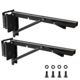Fistihon Ezd-14-4 12 Inch Double Fittings E Track Shelf Bracket - 1 Pair Of 2 Pieces Black