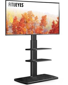 Ffte3651wb Fitueyes Tv Floor Stand For Living Room Bedroom Tall Stands With Sturdy Wood Base