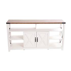 Zg025wh Flash Furniture Wyatt Engineered Wood Tv Console Cabinet White/rustic Oak