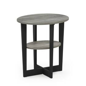 15019gywbk Furinno Jaya Oval End Table Set Of 2 French Oak Gray/black