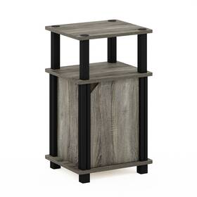 20224gywbk Furinno Brahms 3-tier End Table With Door French Oak/black