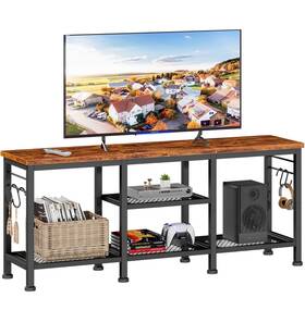 X003yg6qul Furologee Rustic Brown Tv Stand For Tvs Up To 55 Inch Open Shelf Soundbar