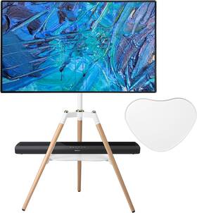 04001 Fydeamer Universal Tripod Easel Tv Stand For 32-65 Inch Led Lcd Screen Flat White/wood