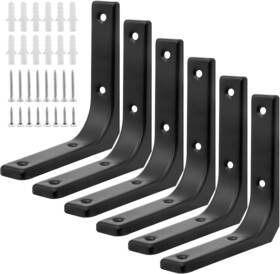 Zque0239 Harskiyer 6pcs Black Metal Shelf Support Angle L Brackets 4 X Inch