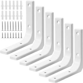 Zque0243 Harskiyer 6pcs White Metal Shelf Support Angle L Brackets 4 X Inch