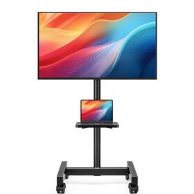 Ht2007bme Hemudu Mobile Tv Floor Stand For 13 Inch -50 Swivel With Shelf White