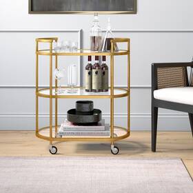 Henn&hart 810062533237 30 Inch Wide Oval Bar Cart In Brass Carts For The Home