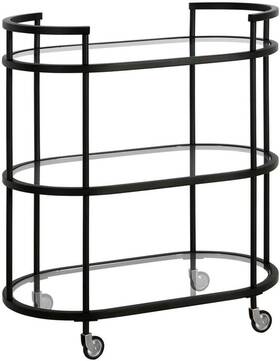 Bc1146 Henn&hart 30 Inch Wide Oval Bar Cart In Blackened Bronze