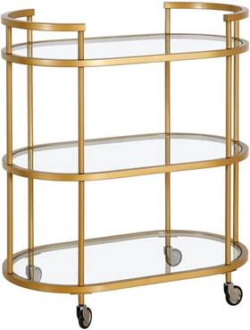 Bc1147 Henn&hart 30 Inch Wide Oval Bar Cart In Brass Carts For The Home