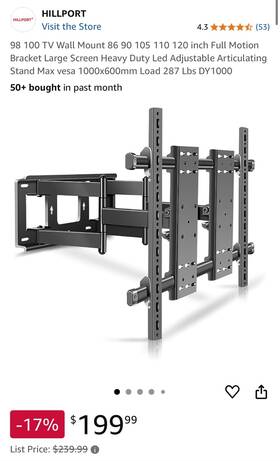 8690 Hillport 98 100 Tv Wall Mount 86 90 105 110 120 Inch Full Motion Bracket Large Screen