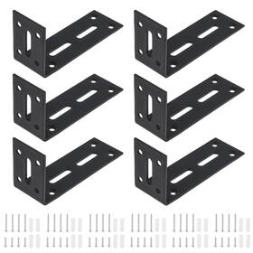 Hojlkld Bap 20g 6pcs Adjustable Slotted L Brackets 4-5/7 Inch X 2-1/3 Black