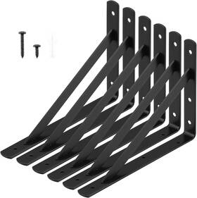 6165 Home Master Hardware Heavy Duty Shelf Brackets 12 X 8 Inches 6 Pack Black Inch -
