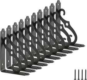 Home Master Hardware 842001161522 5 Inch Shelf L Brackets Decorative Black-10pack Black