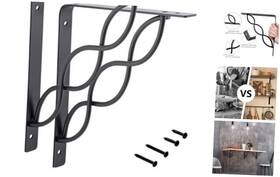 Hmh197 Home Master Hardware Shelf Brackets 8 Inch Heavy Duty 2-pack Black