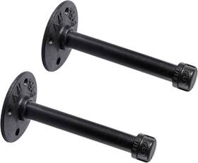 Home Tzh 768297845710 1/2 Inch Industrial Black Iron Pipe Shelf Brackets Rustic Wall 6