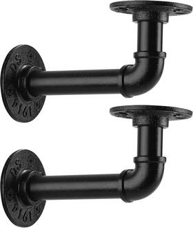 Home Tzh 8414741468012 1/2 Inch Pipe Shelf Bracket Wall Mounted Floating 3.5 6 Black