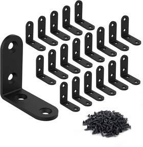 Hd-l203-22-20-1 Homydom 20 Pcs L Corner Brackets 2x2 Inch Black Heavy Duty Bracket For Joint
