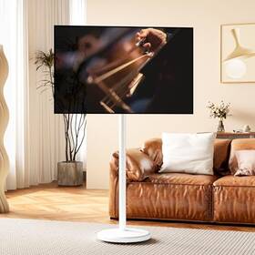 Km-01 Hori-verti Mobile Tv Cart Rolling Stand For 10-46 Inch Flat/curved Screen Up To White