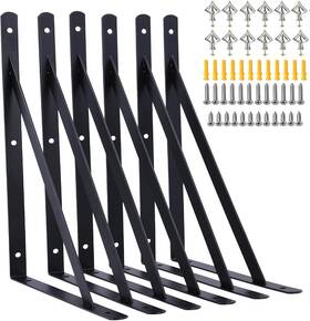 Joumoswk 797241414955 Shelf Brackets 12 X 8 Inch 6 Pack Wall With 90 Degree Black
