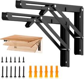 Jdzj12hs2 Joy Decor 12 Inch Heavy Duty Folding Shelf Brackets 2 Pack 1 Black