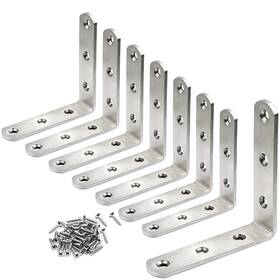 Ykypjm08-80 Jubeiju 8 Pcs L Bracket Stainless Steel Corner Brackets 3 X Inch Right Angle Silver