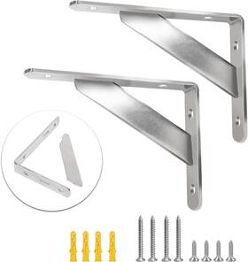 Abc1001 Kamiaha Heavy Duty L Shelf Bracket 2 Pack - 4 Inch Silver