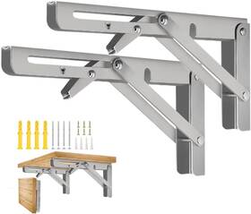 Katiboly 755569415641 Folding Shelf Brackets 2pcs 8 Inch 8inch - Silver