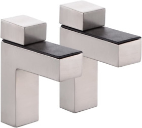 Kes Solid Metal Adjustable Glass Shelf Brackets 2-pcs Regular Brushed Finish