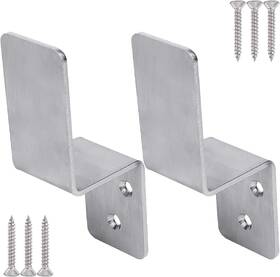Kswlor 742112110542 2x4 Door Barricade Brackets 2pcs Heavy Duty Stainless Steel Drop Open Bar