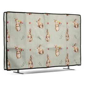 Kwm0000198d003c Kwmobile Dust Cover For 32 Inch Tv - Linen Fabric Protector Rabbits And Fl