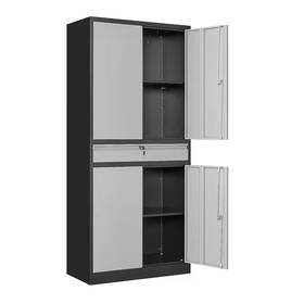 Lissimo 313099067077 31.50 Inch W X 70.87 H 15.75 D Black And Grey Freestanding Cabinet Meta