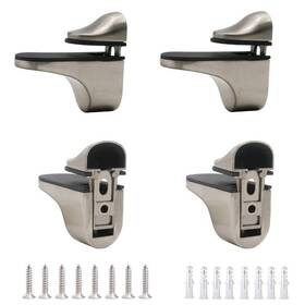 Luant 714035459602 Adjustable Wood/glass Shelf 4pcs Brushed Nickel 4 Picese