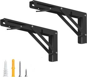 Luckin 791126444969 16 Inch Folding Shelf Brackets Heavy Duty Collapsible Black