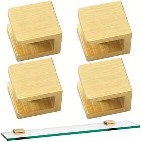 Lukloy 712491513609 Glass Shelf Clamp No-drill-on-glass Fixed Panel Shower Door 1 Hole Gold