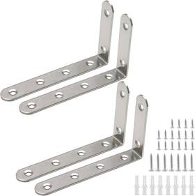 02597 Luomorgo 4 Pcs L Shaped Brackets For Shelves Heavy 5 X 3 Inch-silver Silver