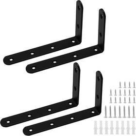 02598 Luomorgo 4 Pcs L Brackets For Shelves Heavy Duty 5 X 3 Inch-black Black