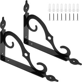 Hao02093 Luomorgo 2 Pcs L Bracket Decorative Shelf Brackets 7.4 Inch Pieces Black