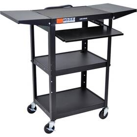 Ucmt1kbdl Luxor Adjustable Height Steel Utility Cart With Keyboard Tray And Shelves Black
