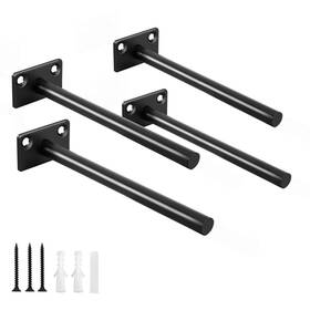 Mhmydz 791296588449 4 Pcs 6 Inch Black Solid Steel Floating Shelf Bracket Blind