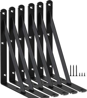 Bxgzc-573 Mhmydz 6 Pack L8 X H Inch Black Heavy Duty Shelf Brackets With Screws 8ftftx6ftft