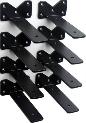 Bxgzc-876 Mhmydz 8 Pack - 6 Inch Black Hidden L Shelf Bracket 1/5 Thicked
