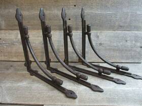 Ly20-2013l Midwest Craft House 4 Large Cast Iron Shelf Brackets Corbels 9 1/2 Inch X Rustic Brown