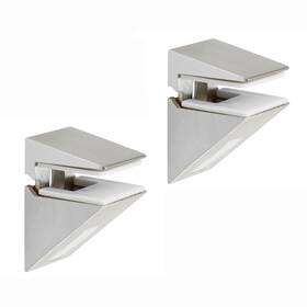 Mblx1000ls-2p Mooche Glass Shelf Bracket Adjustable Shower Brackets Brushed 2 Pack