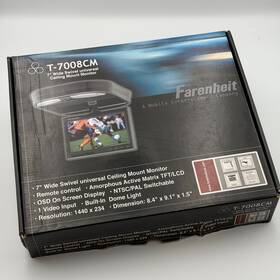 T-7008cm Mount 709483014022 Farenheit 7 Inch Wide Swivel Ceiling Monitor With Remote - Nib