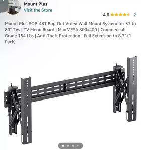 Pop-48t Mount Plus Pop Out Video Wall - New