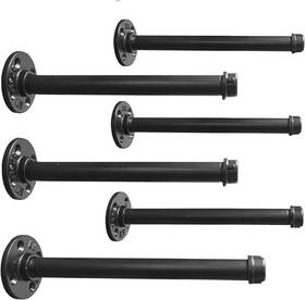 My Rustic 791256180843 Industrial Black Iron Pipe Shelf Brackets 12 Inch-6 Pcs Coated Finish
