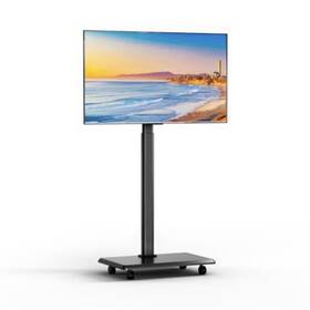 T30b Nearhub Flat Tv Stand Black Textured Carbon Fiber Base Wheels 55in